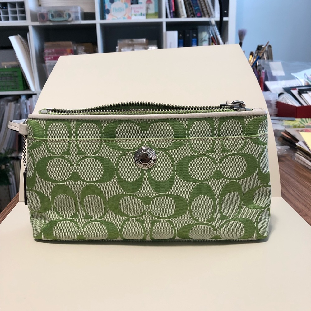 Green Coach wristlet